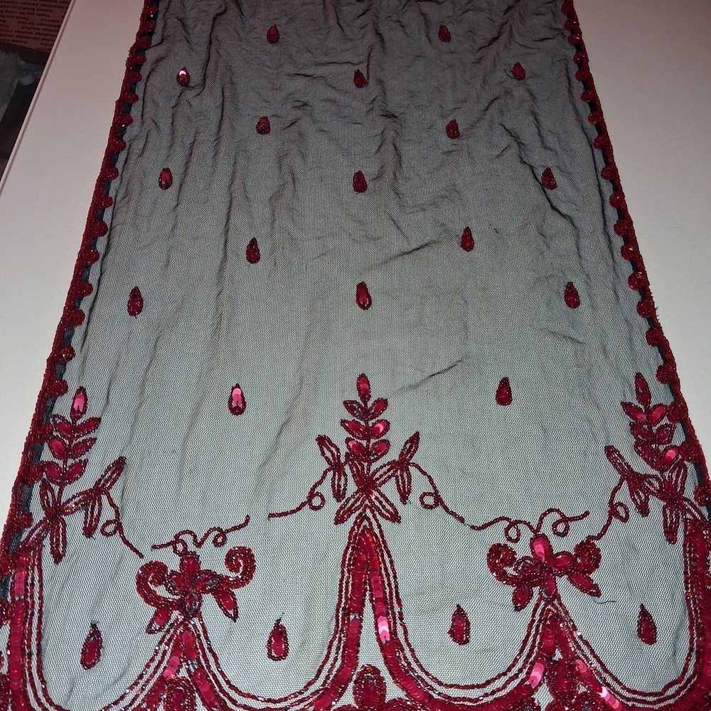 Antique 1930s Art Deco Beaded Shawl – Heavy Glass Bead & Sequin Evening Wrap –